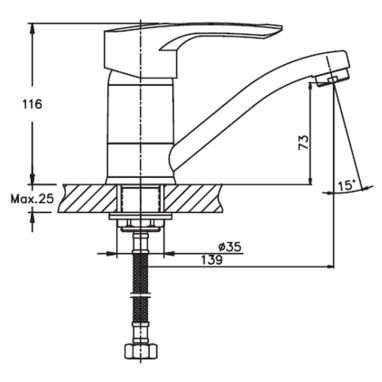 HAIBA Смеситель для умывальника однорычажный Hansberg 555-15 R.S. color (HB0788)